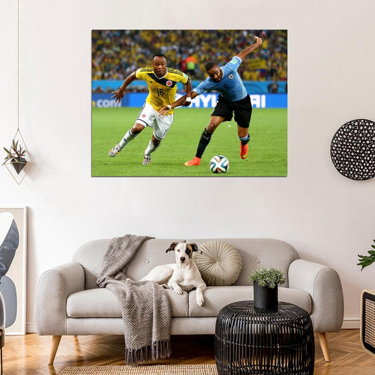 Juan Zuniga Alvaro Pereira Colombia Uruguay World Cup Wall Art Print Poster