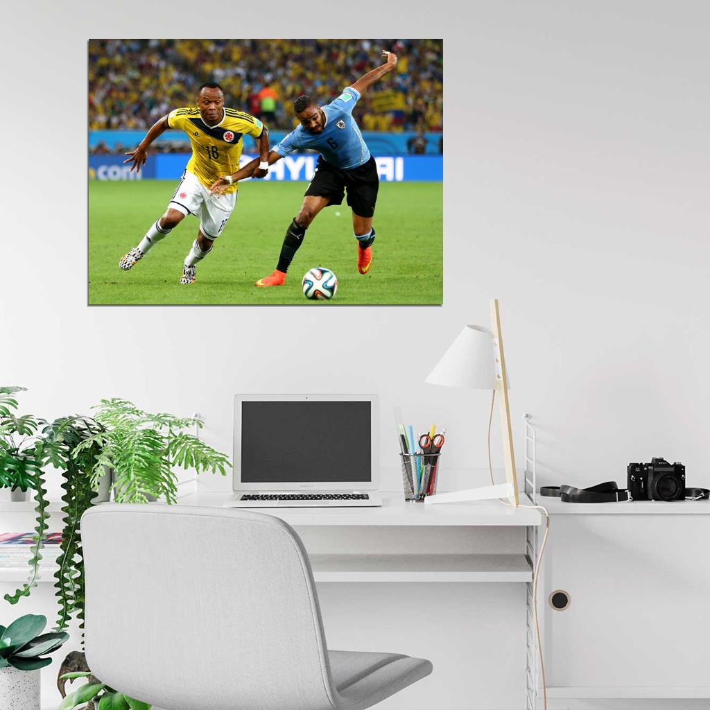 Juan Zuniga Alvaro Pereira Colombia Uruguay World Cup Wall Art Print Poster