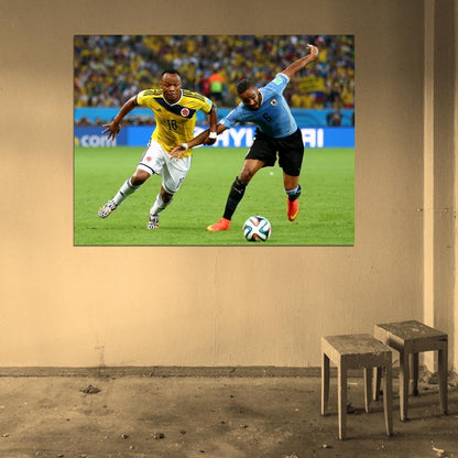 Juan Zuniga Alvaro Pereira Colombia Uruguay World Cup Wall Art Print Poster