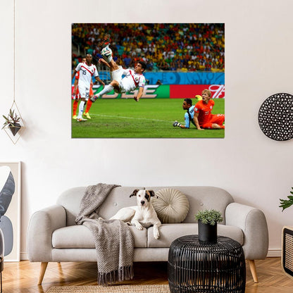 Defender Bicycle Kick Costa Rica Netherlands World Cup Wall Art Print Poster