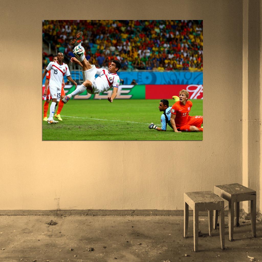 Defender Bicycle Kick Costa Rica Netherlands World Cup Wall Art Print Poster