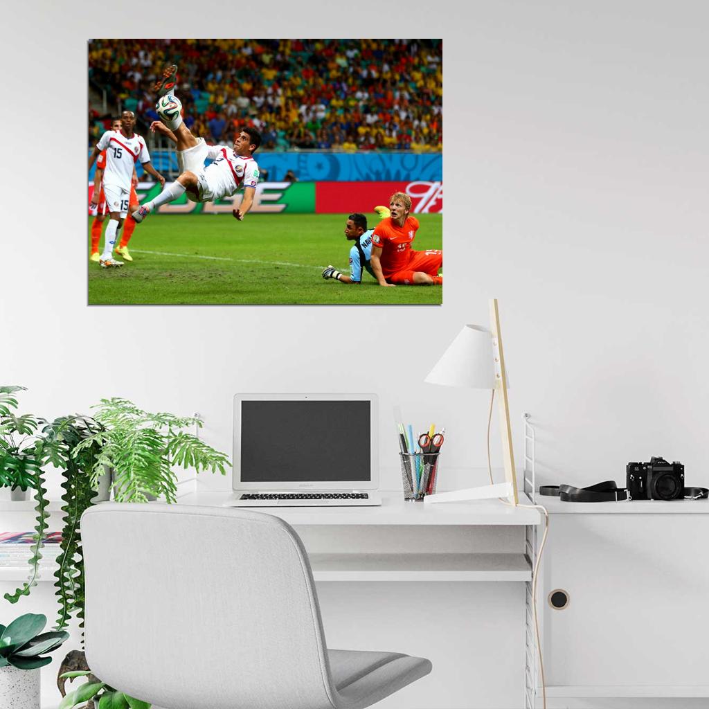 Defender Bicycle Kick Costa Rica Netherlands World Cup Wall Art Print Poster