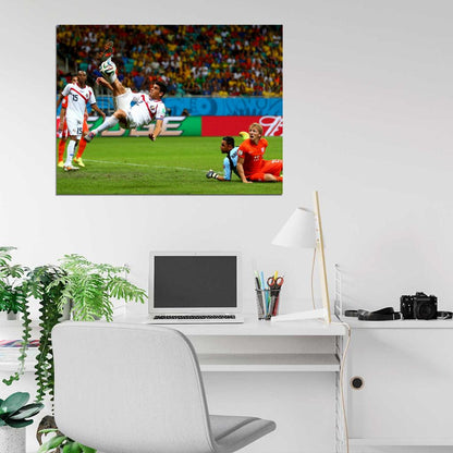 Defender Bicycle Kick Costa Rica Netherlands World Cup Wall Art Print Poster
