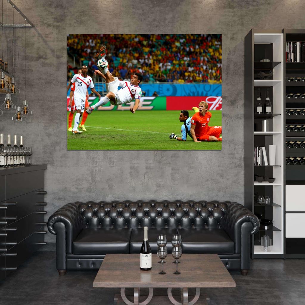 Defender Bicycle Kick Costa Rica Netherlands World Cup Wall Art Print Poster
