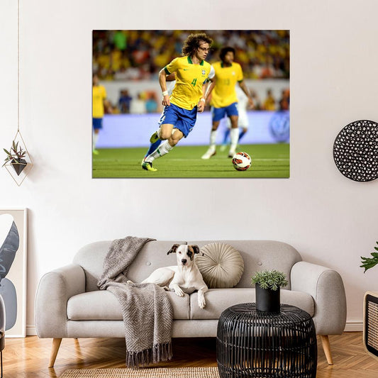 David Luiz Dribbling 2014 FIFA World Cup Brazil Wall Art Print Poster
