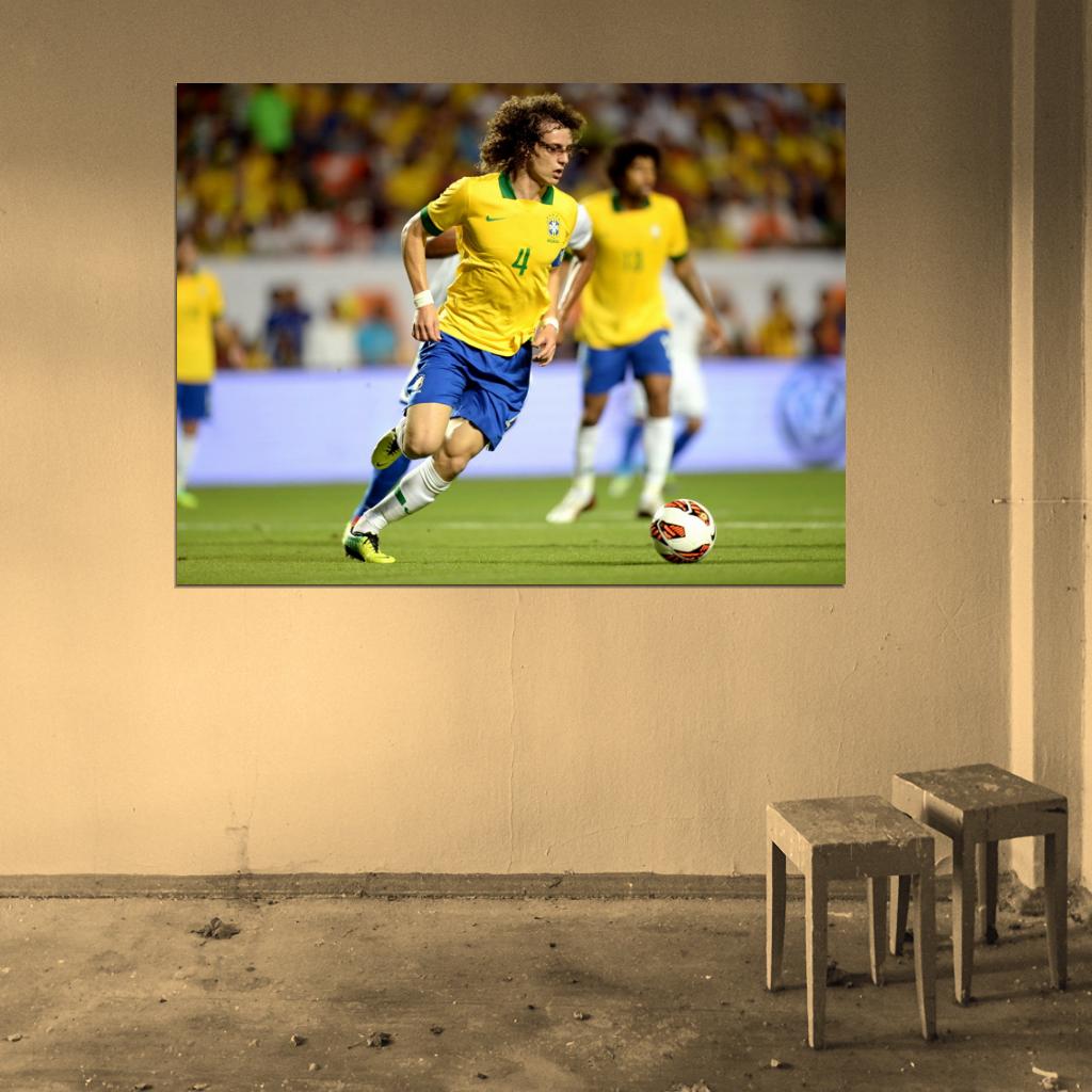 David Luiz Dribbling 2014 FIFA World Cup Brazil Wall Art Print Poster