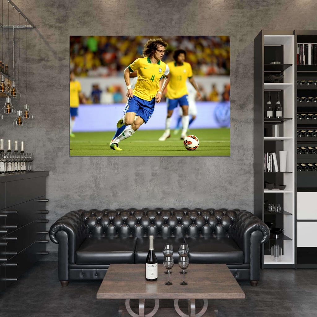 David Luiz Dribbling 2014 FIFA World Cup Brazil Wall Art Print Poster