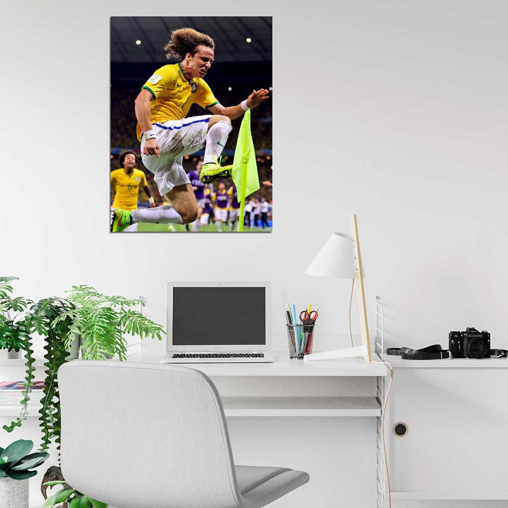 David Luiz Crazy Goal Celebration World Cup Brazil Wall Art Print Poster