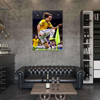 David Luiz Crazy Goal Celebration World Cup Brazil Wall Art Print Poster