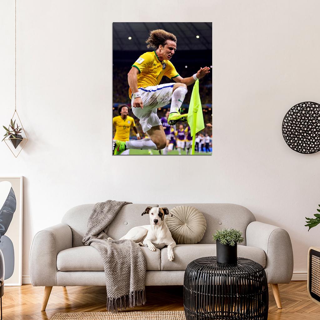 David Luiz Crazy Goal Celebration World Cup Brazil Wall Art Print Poster