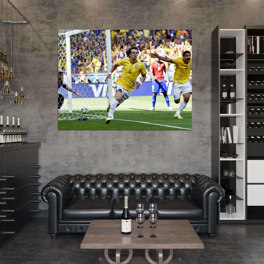 David Luiz Goal Celebration World Cup Soccer Football Wall Art Print Poster