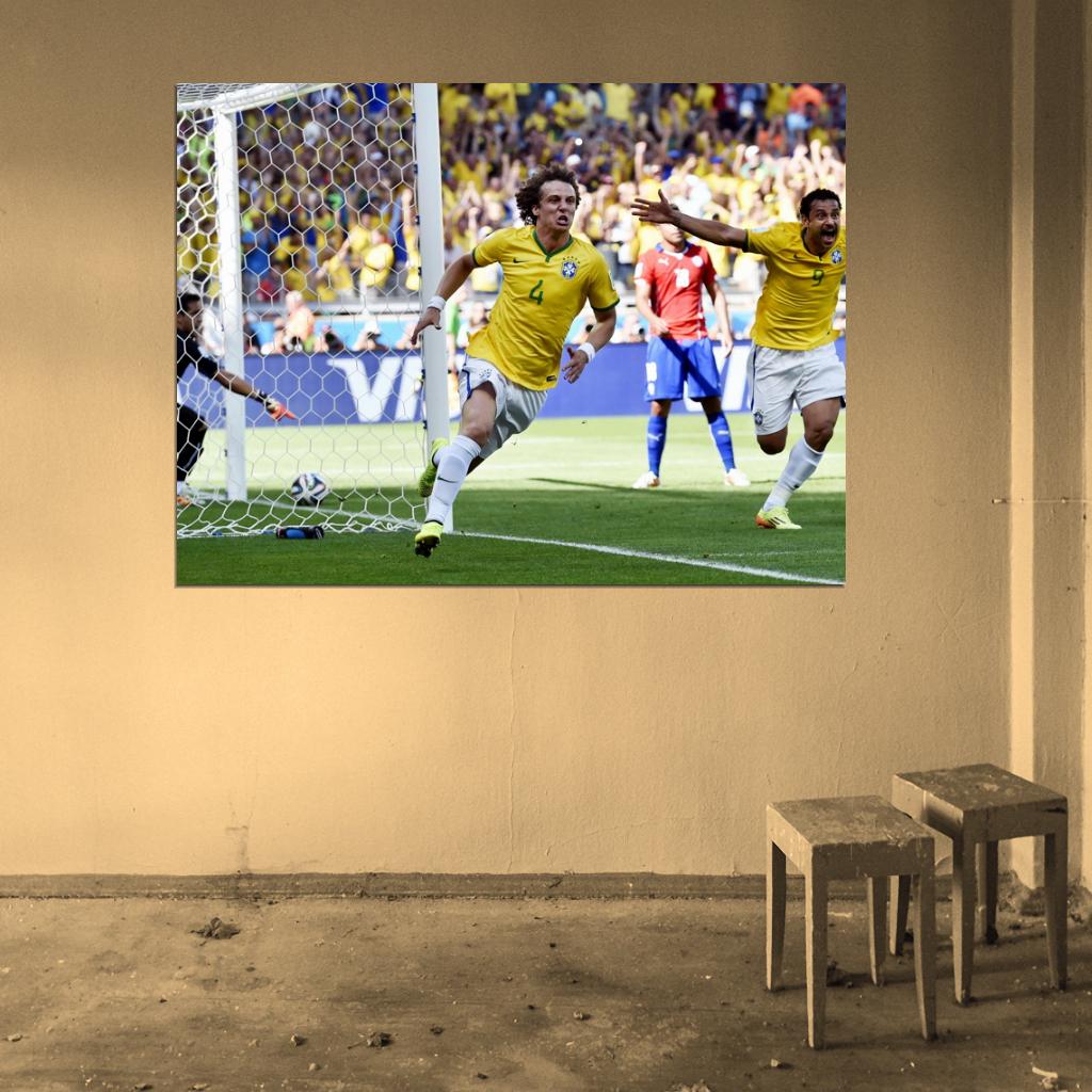 David Luiz Goal Celebration World Cup Soccer Football Wall Art Print Poster
