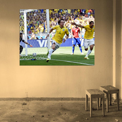 David Luiz Goal Celebration World Cup Soccer Football Wall Art Print Poster