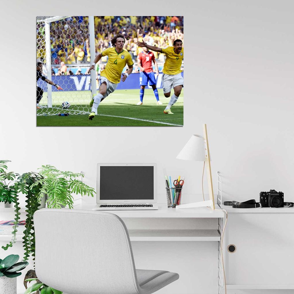 David Luiz Goal Celebration World Cup Soccer Football Wall Art Print Poster
