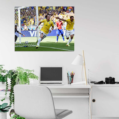 David Luiz Goal Celebration World Cup Soccer Football Wall Art Print Poster