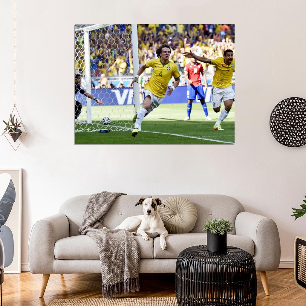 David Luiz Goal Celebration World Cup Soccer Football Wall Art Print Poster