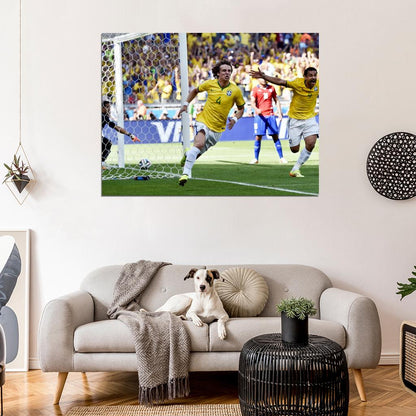 David Luiz Goal Celebration World Cup Soccer Football Wall Art Print Poster