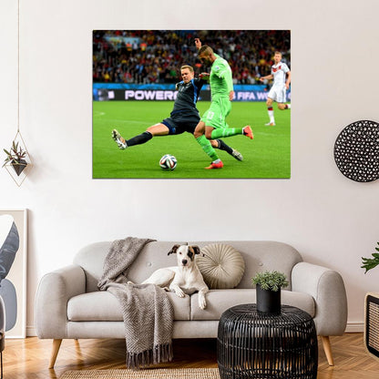 Manuel Neuer Sliding Tackle Germany World Cup Brazil Wall Art Print Poster