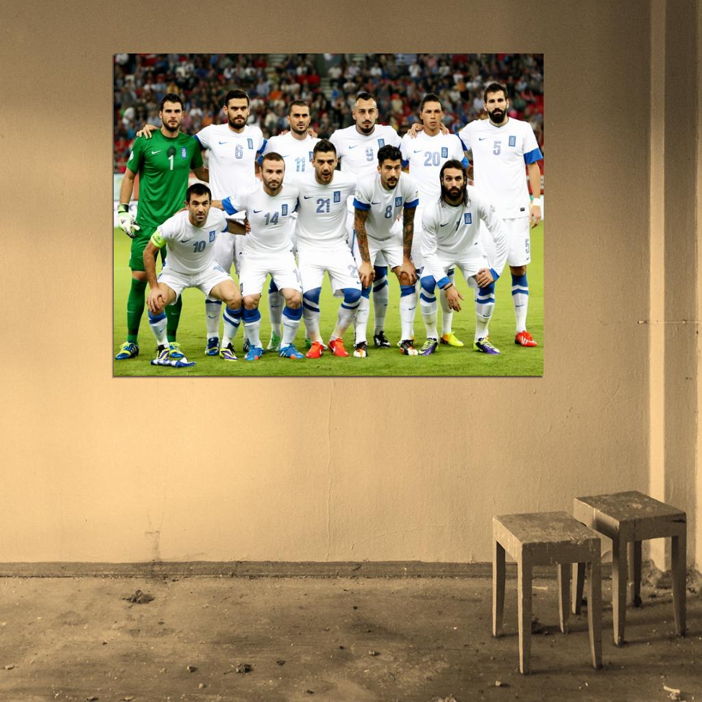 Team Players Greece 2014 World Cup Brazil Football Wall Art Print Poster