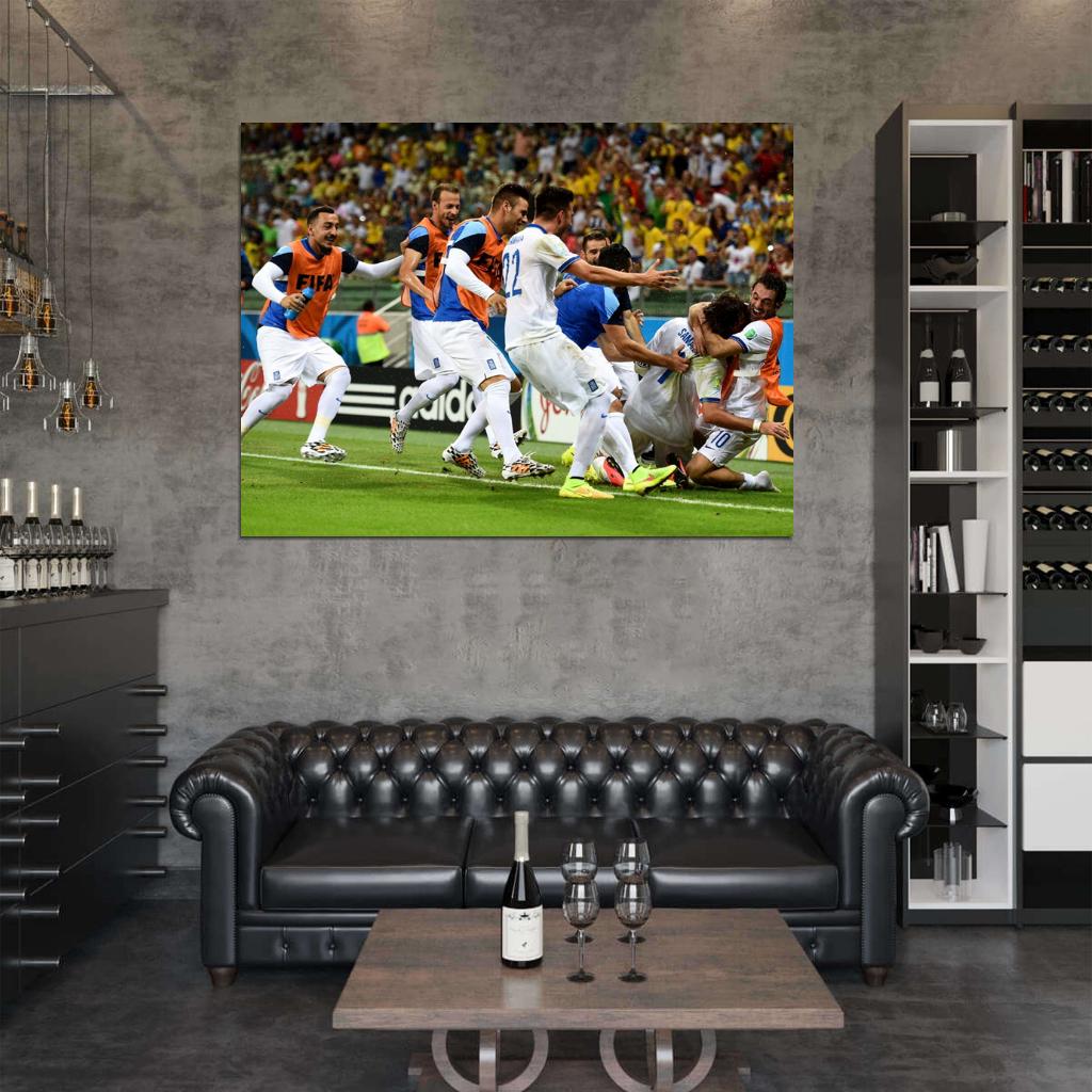 Goal Greece Ivory Coast FIFA World Cup Brazil Football Wall Art Print Poster