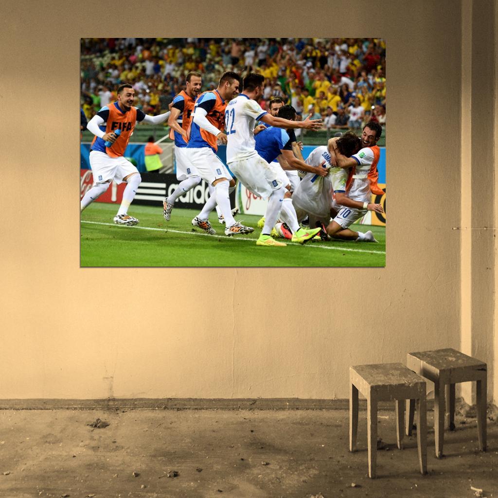 Goal Greece Ivory Coast FIFA World Cup Brazil Football Wall Art Print Poster