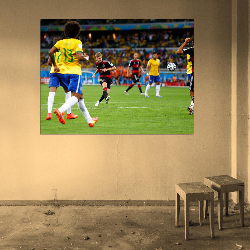 Tony Kroos Shot Goal Germany World Cup Brazil Football Wall Art Print Poster