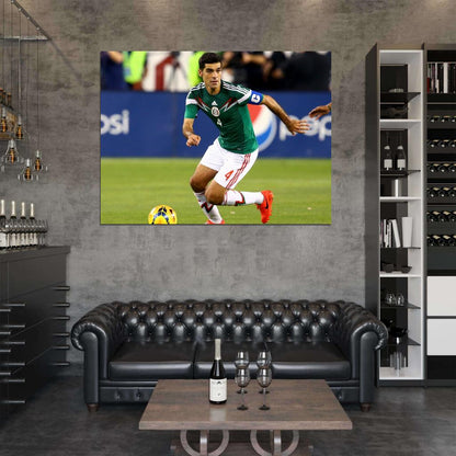 Rafael Marquez Dribbling Mexico World Cup Football Wall Art Print Poster