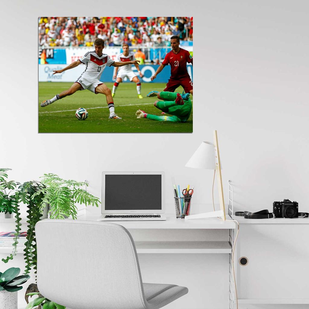 Thomas Muller Shot Goal Germany Portugal Football Wall Art Print Poster