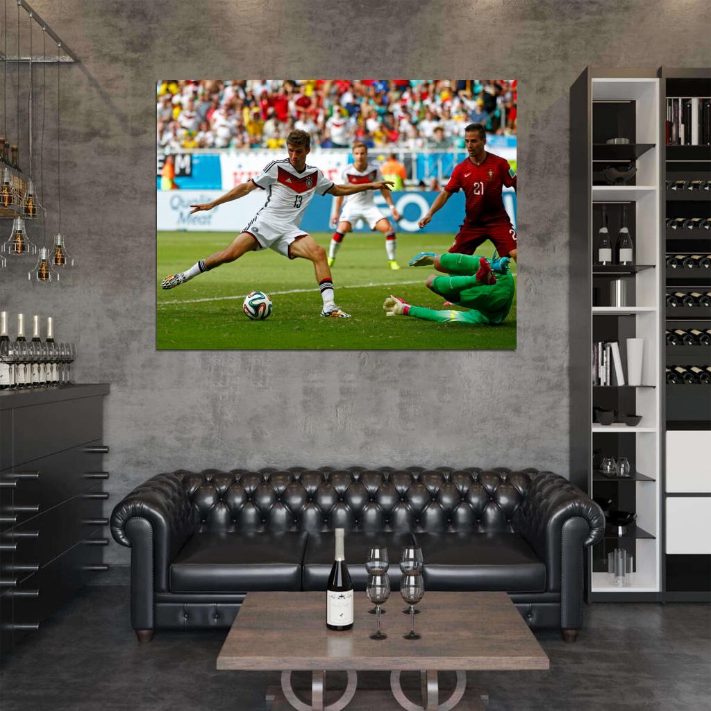 Thomas Muller Shot Goal Germany Portugal Football Wall Art Print Poster