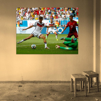 Thomas Muller Shot Goal Germany Portugal Football Wall Art Print Poster