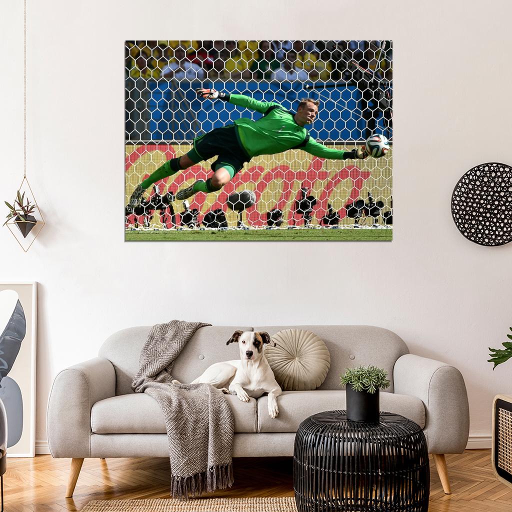 Manuel Neuer Goalkeeper Amazing Save Jump Germany Wall Art Print Poster