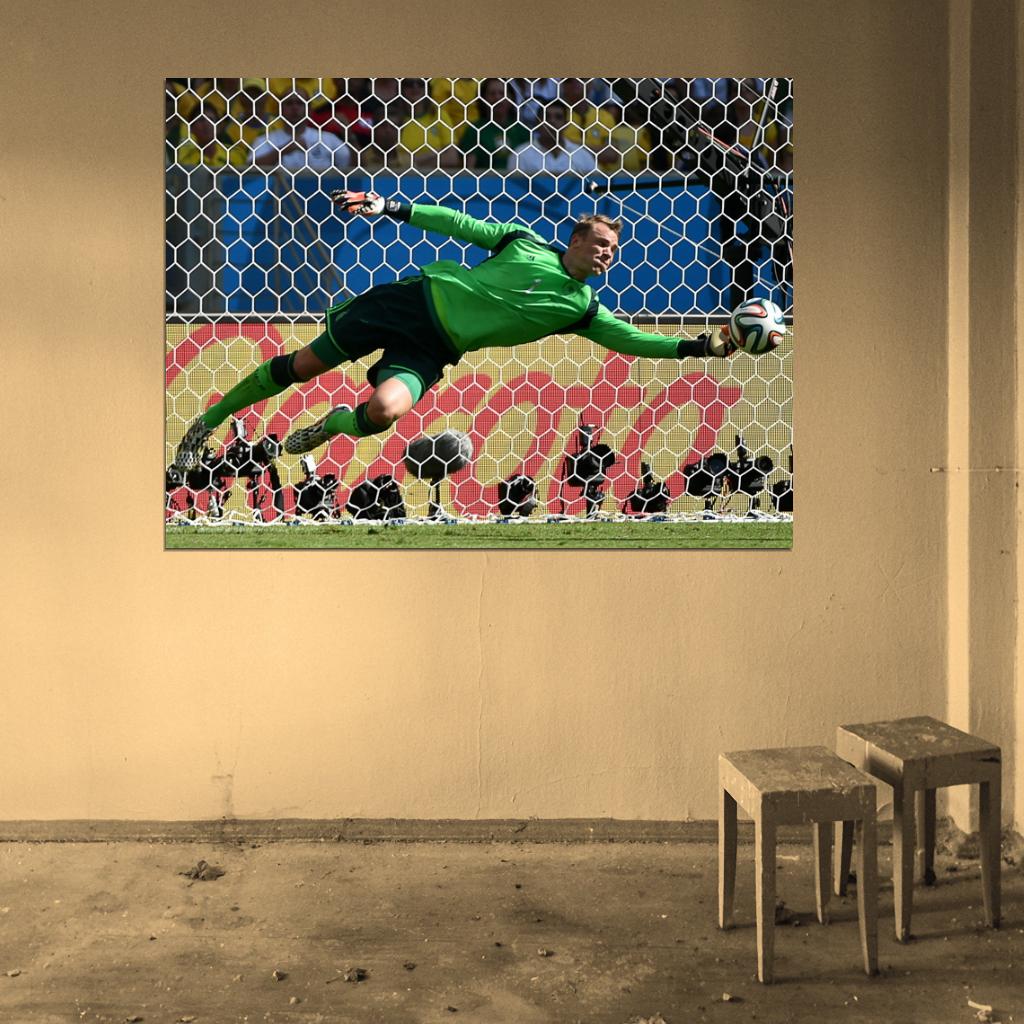 Manuel Neuer Goalkeeper Amazing Save Jump Germany Wall Art Print Poster