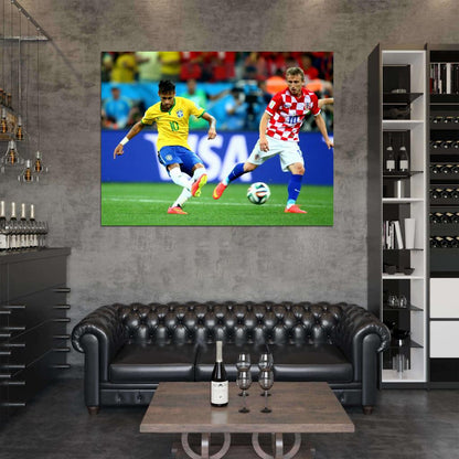 Neymar Jr Pass FIFA World Cup Brazil Soccer Football Wall Art Print Poster