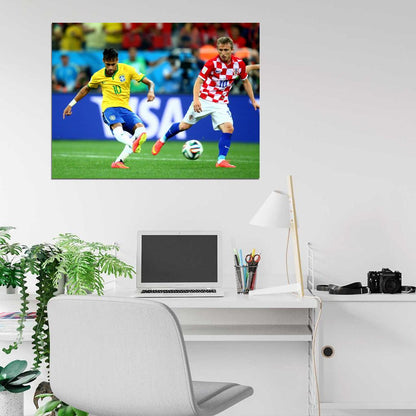 Neymar Jr Pass FIFA World Cup Brazil Soccer Football Wall Art Print Poster