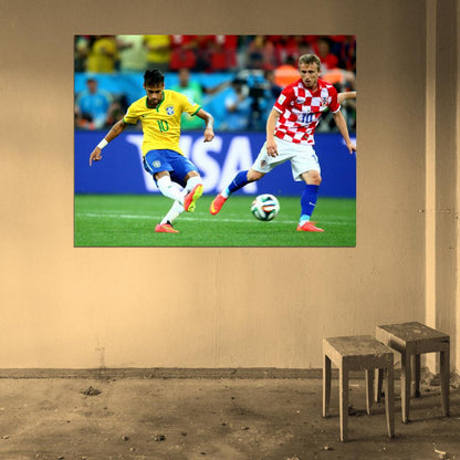 Neymar Jr Pass FIFA World Cup Brazil Soccer Football Wall Art Print Poster