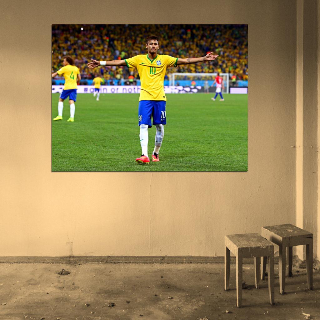 Neymar Jr 2014 FIFA World Cup Brazil Soccer Football Wall Art Print Poster
