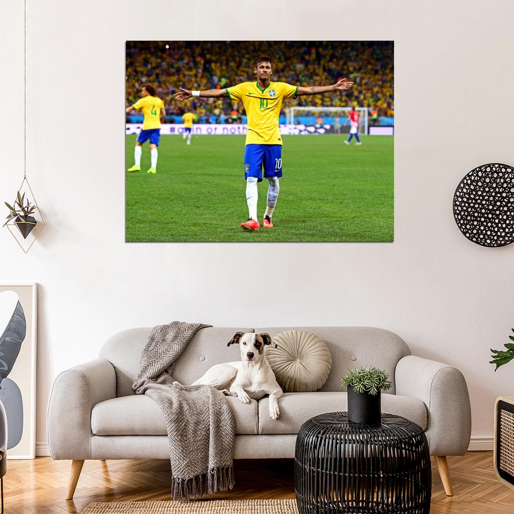 Neymar Jr 2014 FIFA World Cup Brazil Soccer Football Wall Art Print Poster