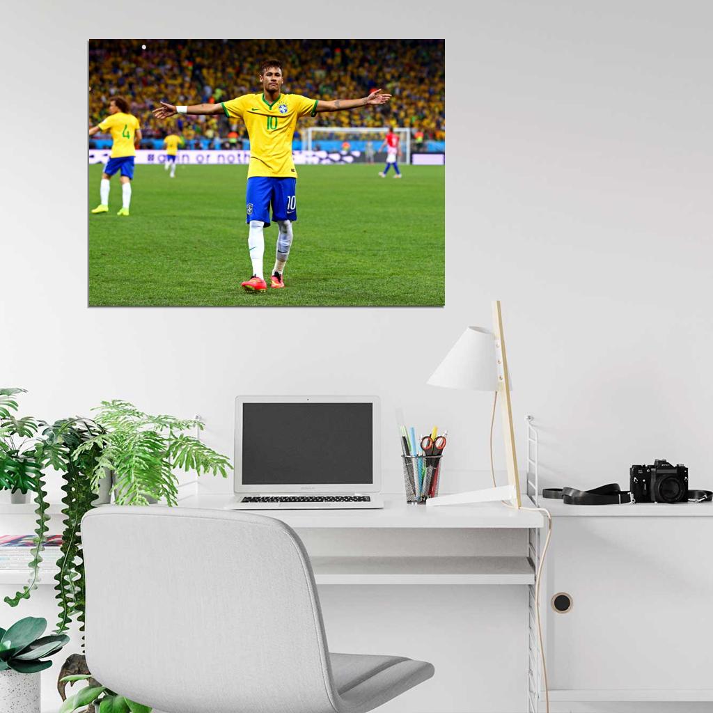 Neymar Jr 2014 FIFA World Cup Brazil Soccer Football Wall Art Print Poster