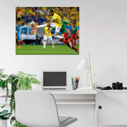 Neymar Jr Air Amazing World Cup Brazil Soccer Football Wall Art Print Poster
