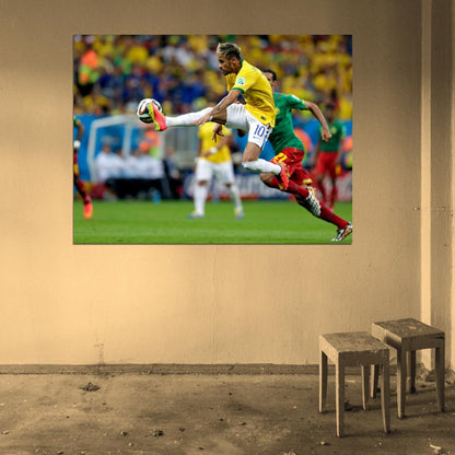Neymar Jr Air Amazing World Cup Brazil Soccer Football Wall Art Print Poster