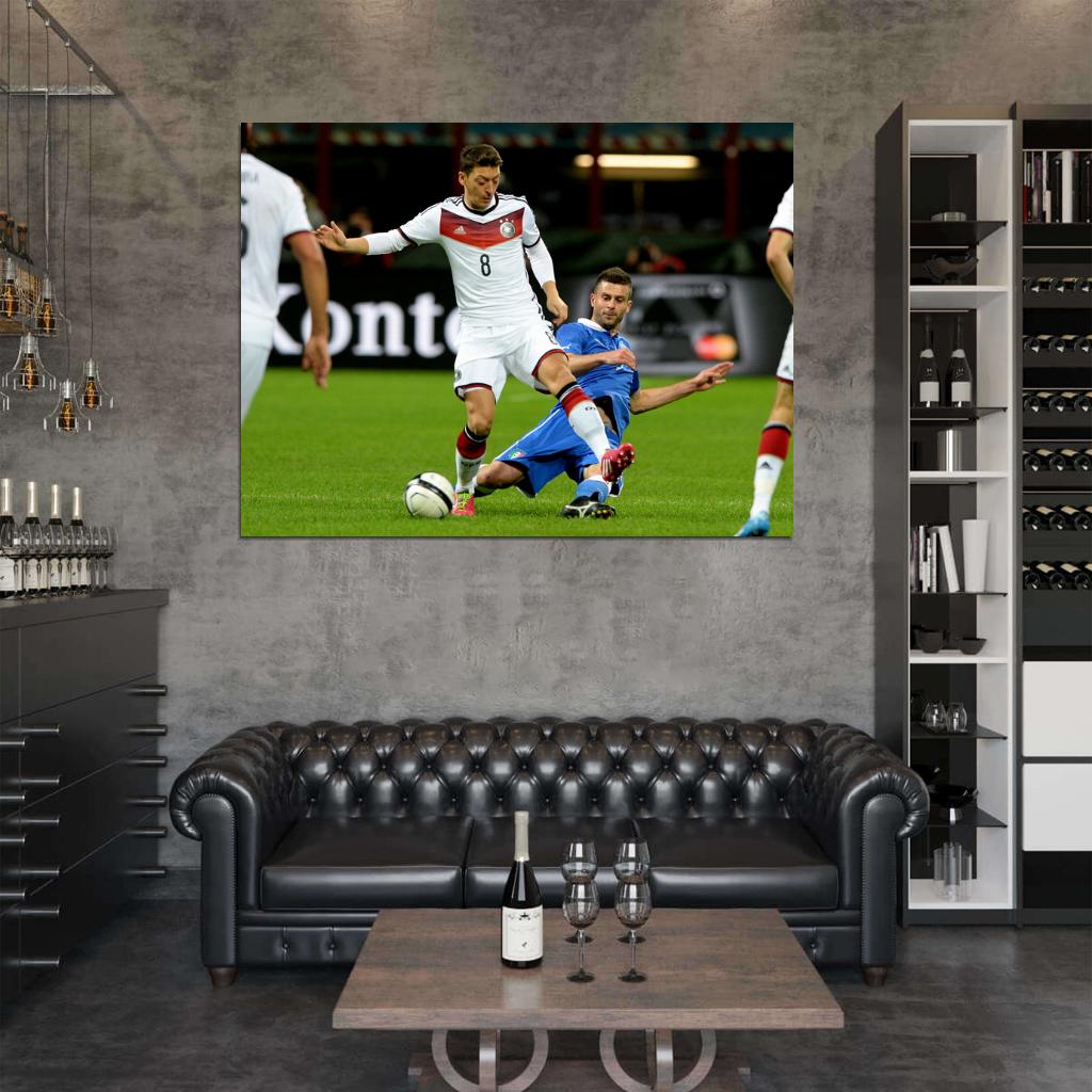 Mesut Ozil Sliding Tackle Germany Soccer Football Wall Art Print Poster