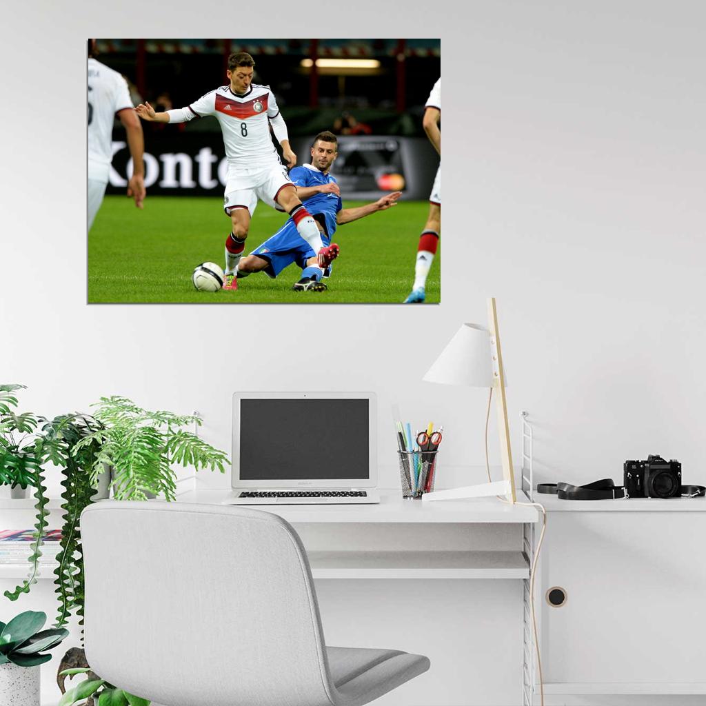 Mesut Ozil Sliding Tackle Germany Soccer Football Wall Art Print Poster