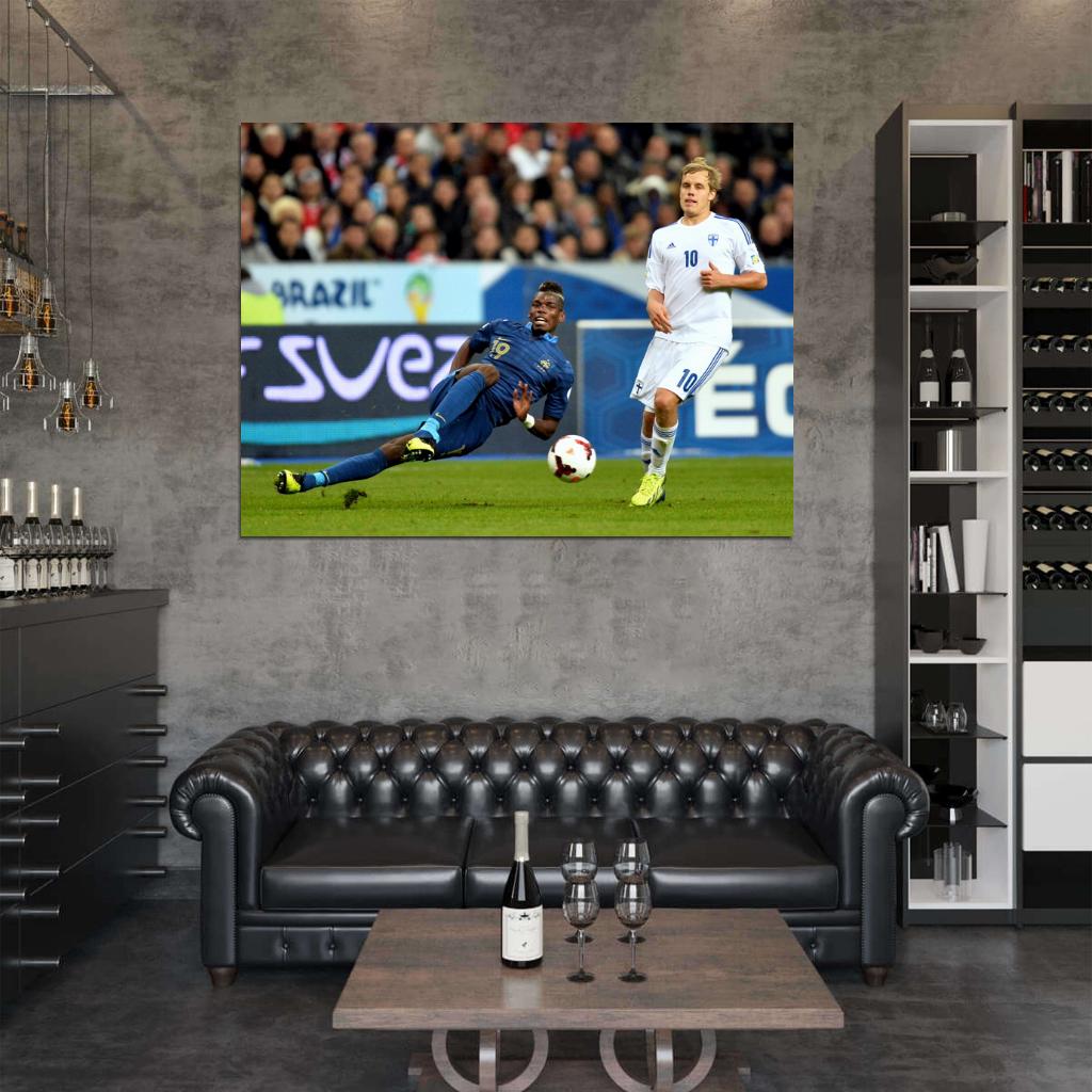 Paul Pogba Sliding Tackle France Soccer Football Wall Art Print Poster