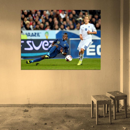 Paul Pogba Sliding Tackle France Soccer Football Wall Art Print Poster