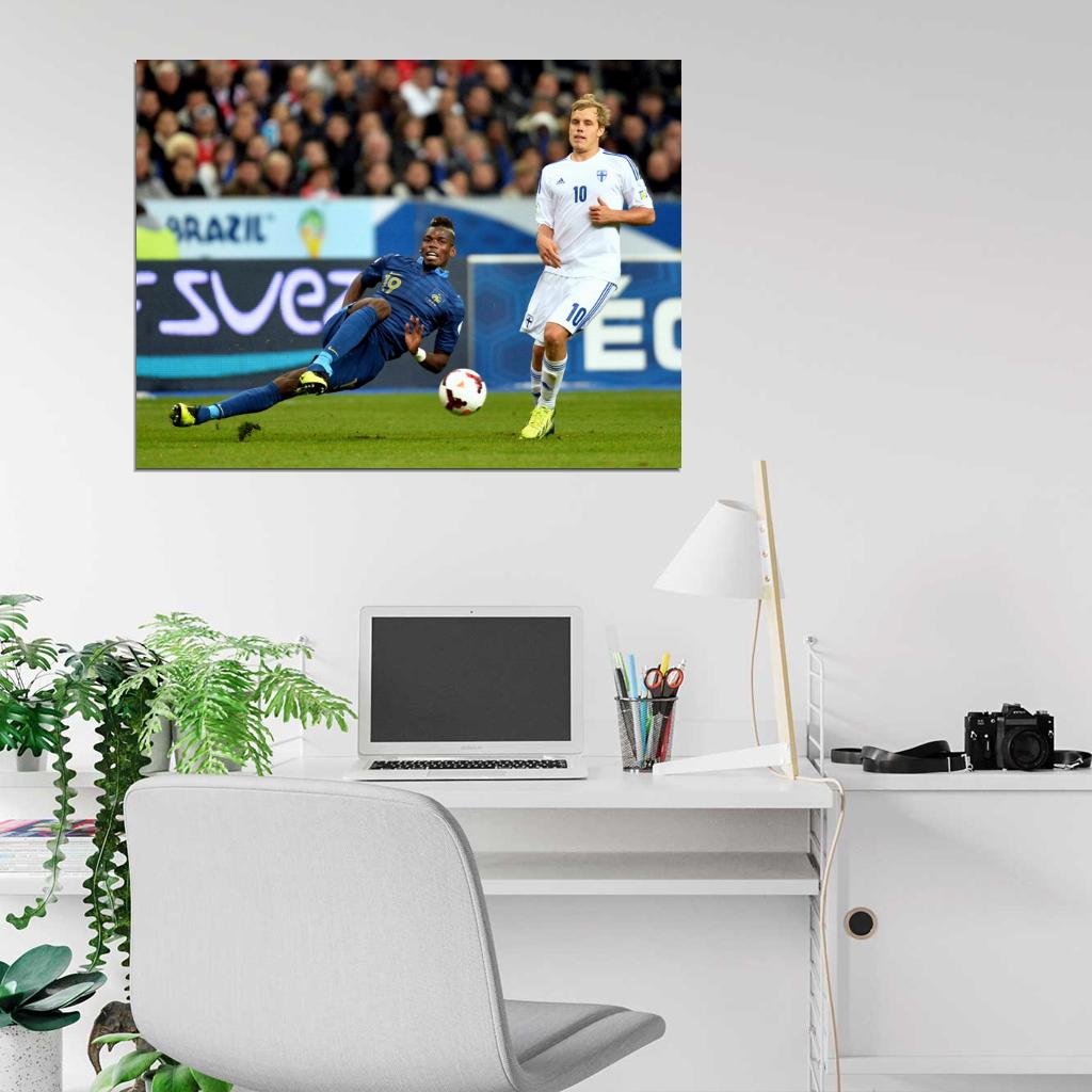 Paul Pogba Sliding Tackle France Soccer Football Wall Art Print Poster