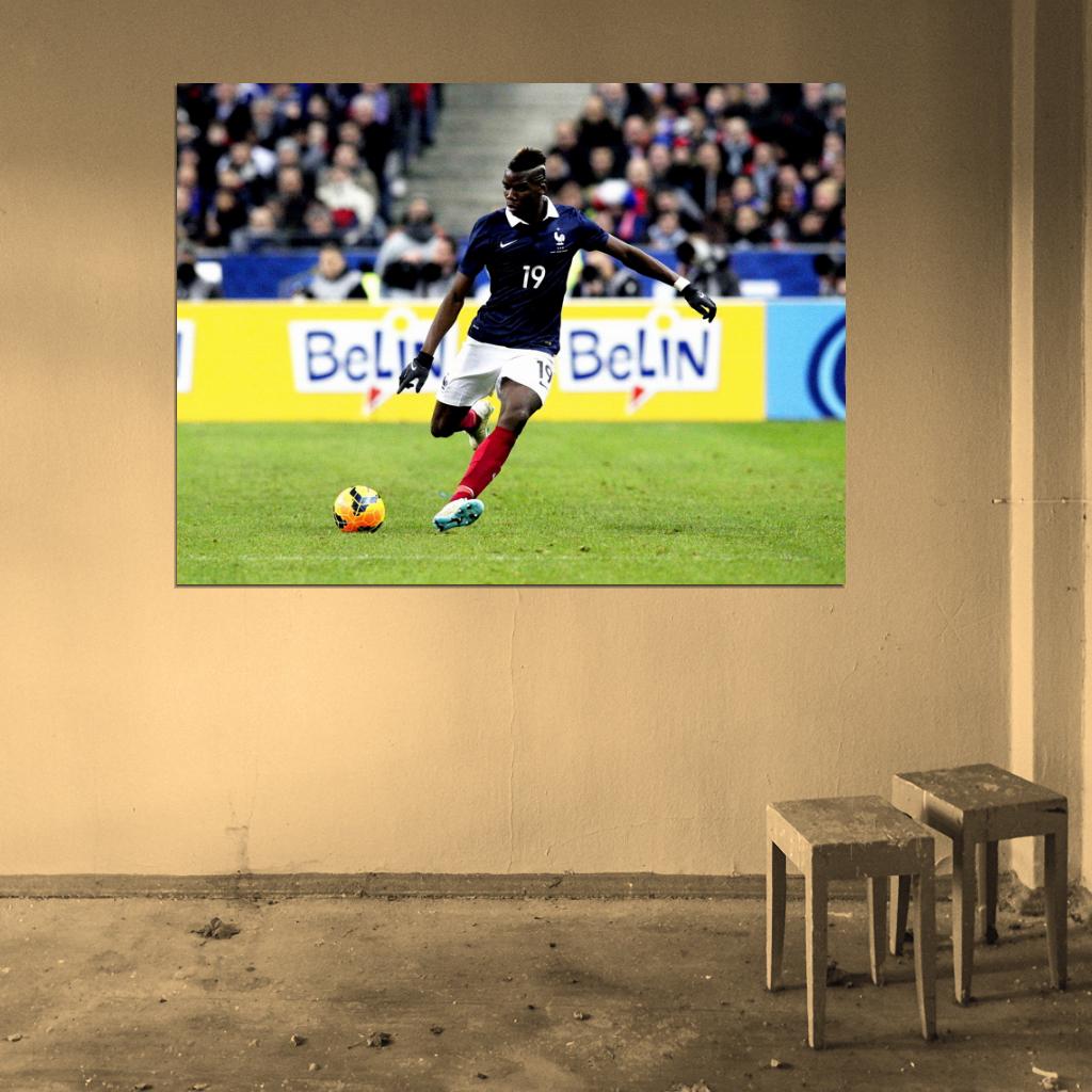 Paul Pogba Shot France Soccer Football Wall Art Print Poster