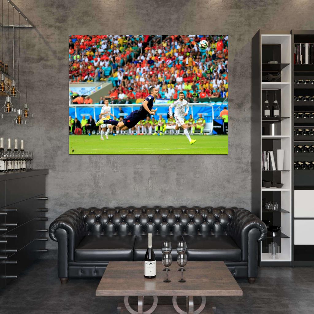 Robin van Persie Header Goal Jump Netherlands World Wall Art Print Poster