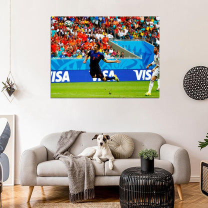 Robin van Persie Diving Header Goal Jump Spain 2014 Wall Art Print Poster