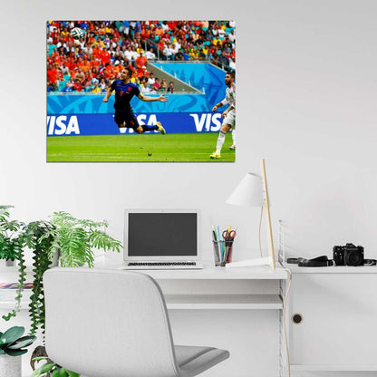 Robin van Persie Diving Header Goal Jump Spain 2014 Wall Art Print Poster