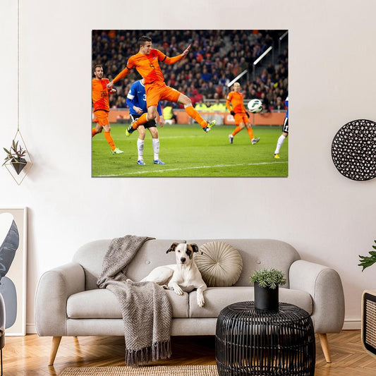 Robin van Persie Goal Jump Amazing Soccer Football Wall Art Print Poster